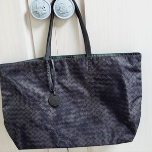 Bottega Veneta black  Nylon Intrecciolusion Tote Bag